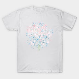 light pink and blue baby breath bouquet T-Shirt